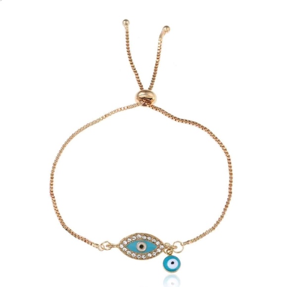 Avelons Designs Jewelry - Turquoise evil eye adjustable bracelet w/charm